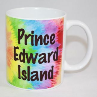 PEI Tie Dye Mug Black Letters